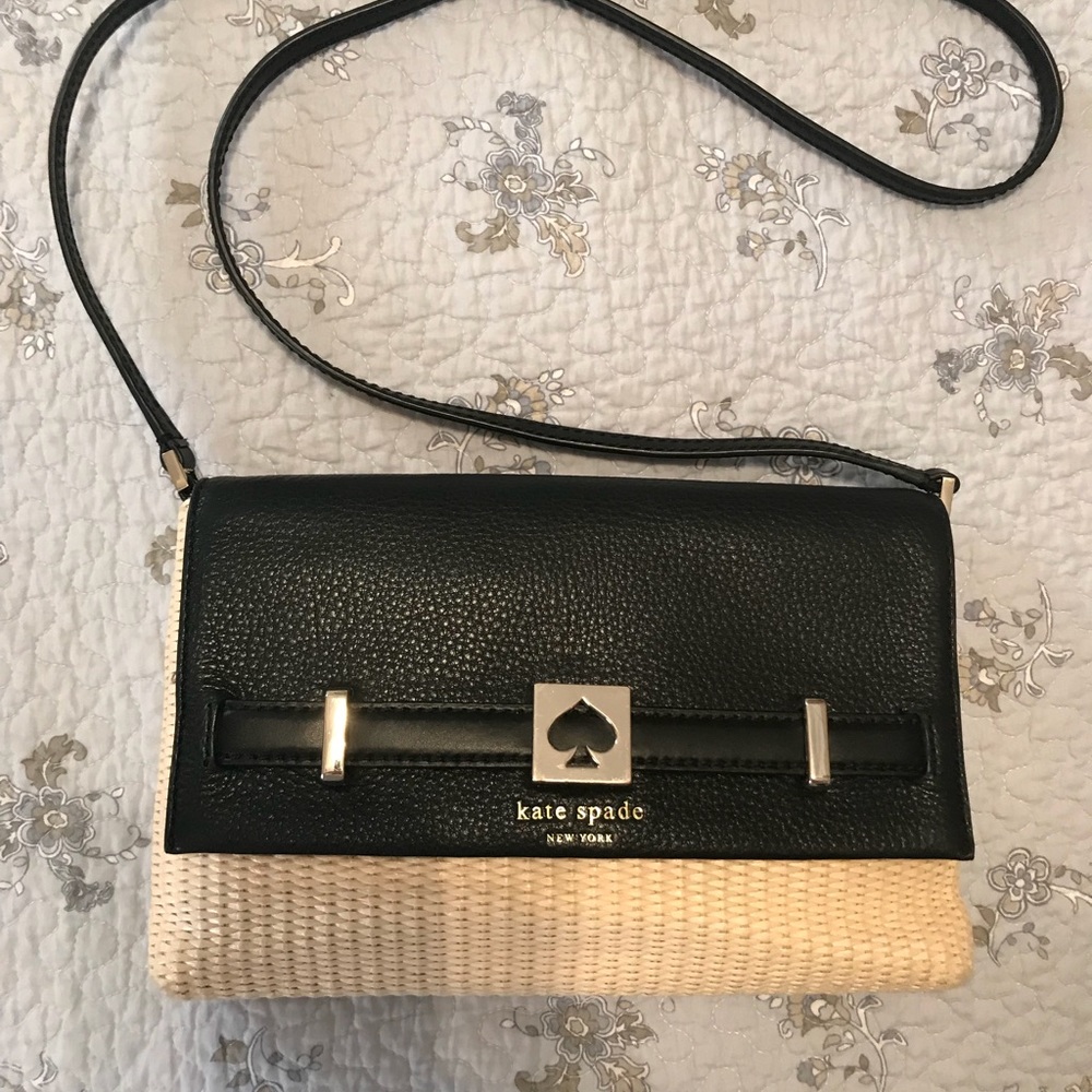 Kate Spade Houston Street Straw/Leather Crossbody